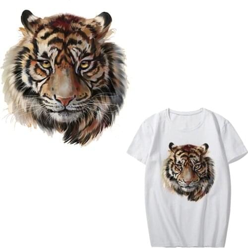 Iron on Cool Tiger Patches for Clothing DIY Print on T-shirt Appliques Heat Transfer Vinyl Stickers on Clothes Thermal Press