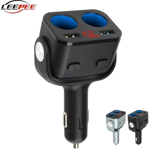 LEEPEE Car Cigarette Lighter Splitter USB Quick Charger QC 3.0 Adapter Socket Digital Voltage For Mobile Phone 12V Accessories