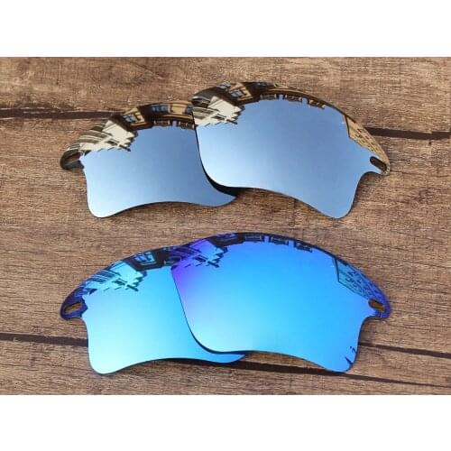 Vonxyz 2 Pairs Ice Mirror & Chrome Mirror Polycarbonate Replacement Lenses for-Oakley Fast Jacket XL Frame