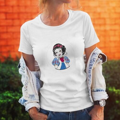 Disney Snow White Kawaii Printing Women T-shirt Casual Fashion Summer New Products Color T Shirt Female Short Sleeve Comfort Top
