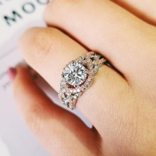 2019 New design twisted band Rose Gold silver Color engagement ring for women wedding vintage retro style brand jewelry R5021