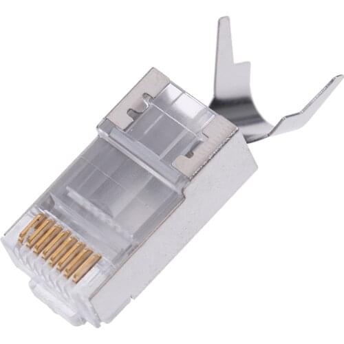 10Pcs Cat7 RJ45 Connector Cat 7 Crystal Plug Shielded FTP RJ45 Modular Connector 1.3mm High Quality