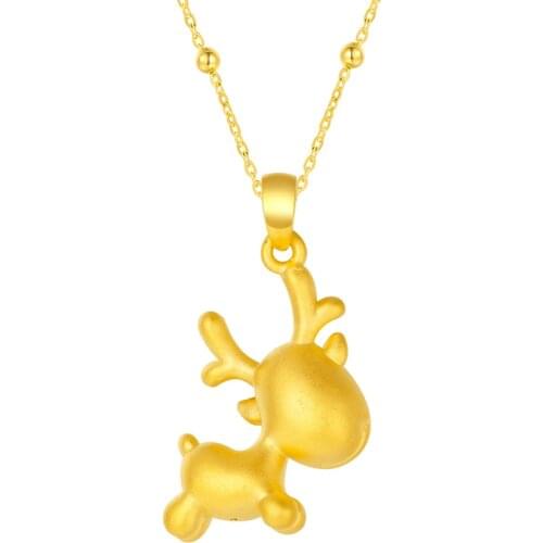 24K Yellow Gold Pendant High Quality 3D 999 Yellow Gold Fawn Necklace Pendant P6211