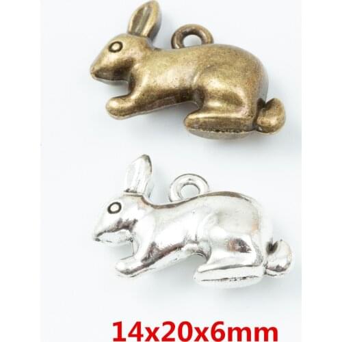25 pieces of retro metal zinc alloy rabbit pendant for DIY handmade jewelry necklace making 6757