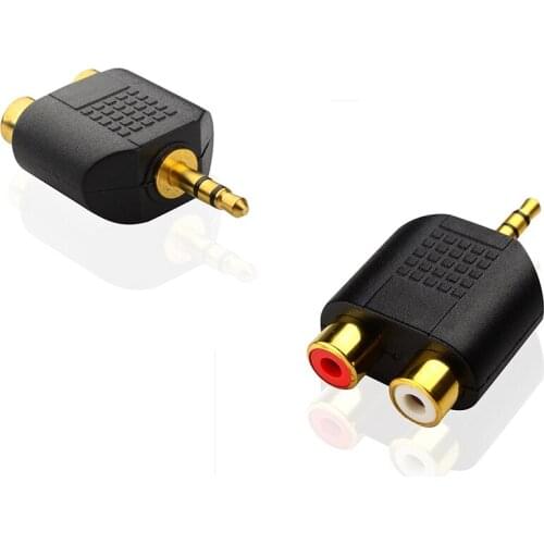 3.5 mm Male to 2 RCA Female RCA Stereo Splitter Connector Audio Adapter for Computer Speaker Earphone Headphone