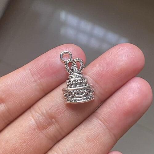 30pcs/lot Birthday Cake Connector Charms,For Antique Making Pendant Fit,Vintage Tibetan Silver,Jewelry DIY Necklace Earrings