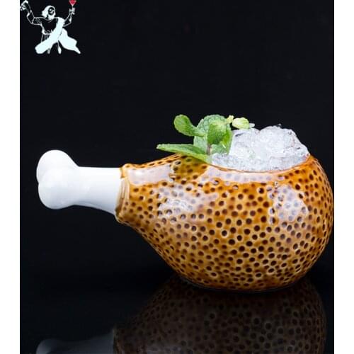 365ml Chicken Leg Shape Hawaii Tiki Mugs Cocktail Cup Beer Beverage Mug Wine Mug Ceramic Tiki Mugs