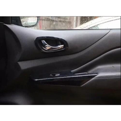For Nissan Terra 2018 4PCS Wood ABS Chrome Car Door Interior Handle Bowl Protector Cover Trim Moldings Car Styling Accessories