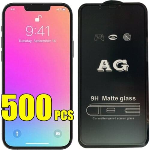 500pcs AG Matte 9H Tempered Glass Guard Flim Fingerprint Screen Protector For iPhone 12 Mini 11 Pro Max XS XR X 8 7 6 6S Plus SE