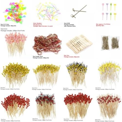 9/12cm 50/80/100Pcs Disposable Bamboo Fork Twisted Party Buffet Fruit Desserts Pick Skewer Food Cocktail Sandwich Fork Stick