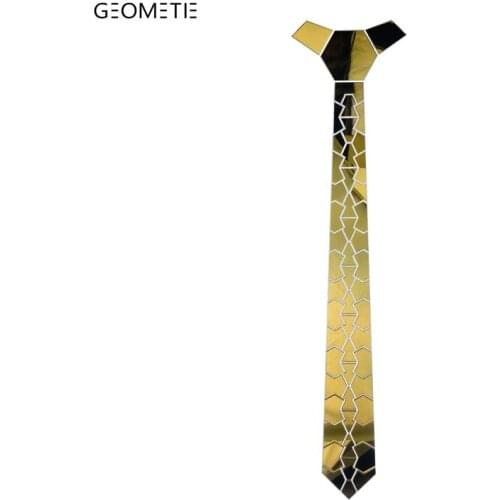 New Arrival Fashion Skinny Ruby Red Zodiac Pattern Acrylic Mirror Necktie Necklace Wedding Luxury Tie Stage Show Blazer Sale