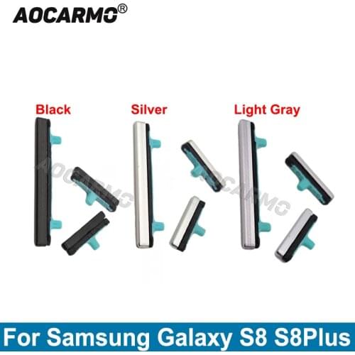 Aocarmo Black Silver Side Button Key Power Volume Key For Samsung Galaxy S8 Plus S8+ Replacement Parts