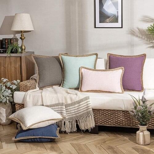 Decorative Cushion Covers 45*45 Solid Color Linen Fabric Pillowcase for Home Living Room Decor Sofa Throw Pillows Case 50x50 1pc