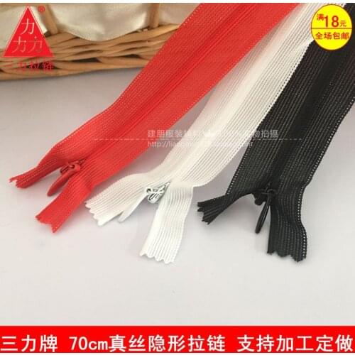 50pcs/lot Long Invisible Zippers 70cm Red Black White Nylon Coil Zipper Close End Clothing Sewing Accessories Wholesale