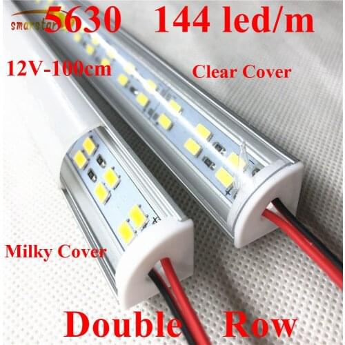Smarstar 12V 1m Dual Row 5630 Led Bar Light Corner Aluminum Shell Milk Clear Cover 100cm V Shape Aluminum Profile LED Line Light