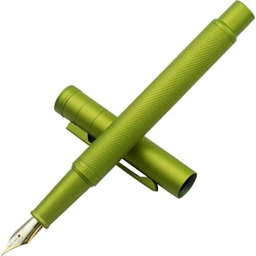 Hongdian Light Green Forest Metal Fountain Pen Golden EF/F/Bent Nib Ink Pen Beautiful Tree Texture Business Office Writing Gift