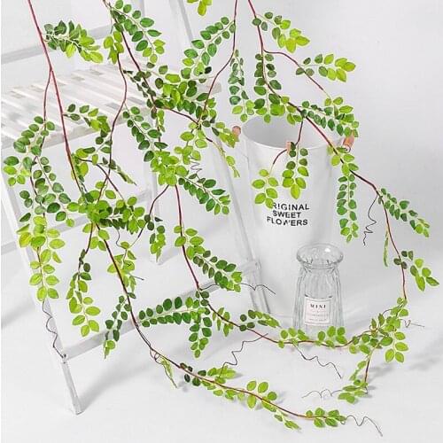 Artificial willow elm leaves fake flower rattan green leaf landscaping decoration vine green planting plastic tree leaves