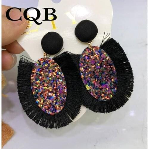 Tassel earrings for women Sequins new fashion ladies geometric 2019 bohemian personality party jewelry red retro punk black