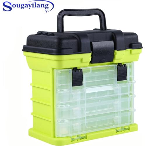 Sougayilang Fishing Tackle Box Portable 4 Layers Fishing Box Sea Boat Fishing Accessory Box Case with Handle Utility