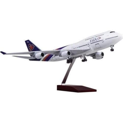 47CM B747 Aircraft Model 1/150 Scale Boeing 747 Thai Airways Airplane Model With Light And Wheel Resin Aircraft Model Collection