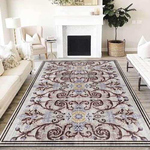 Fashion Retro Old European Floral Gray Ethnic Style Living Room Bedroom Bedside Carpet Floor Mats