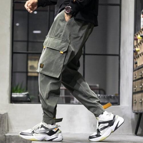 Mens 2021 spring and summer multi-pocket Harun pants mens tide Japanese loose large-size work pants mens tide card