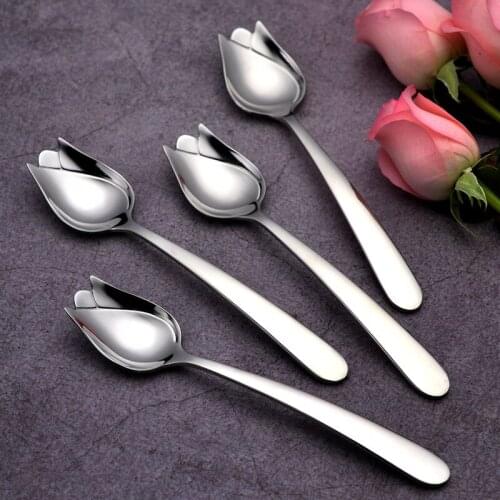 The Netherlands Holland NL Tulip Flower Rose Dinner Spoon 304 Stainless Steel Coffee Stirring Dessert Milk Tea Drink Cafe Scoop