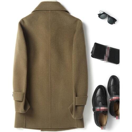 Autumn Winter Jacket Men Real Wool Coat Men Double-side Woolen Coats Streetwear Windbreaker Jacket T-04-1959-1 MY2044