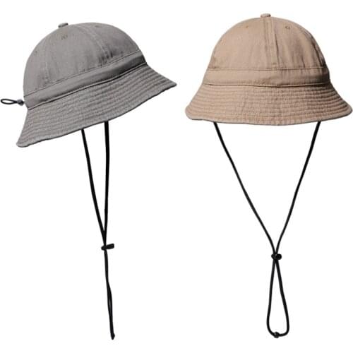 Drawstring Dome Fisherman Bucket Hat For Women Men Summer Panama Beach Sun Caps Hip Hop Harajuku Korean Fashion Military Fishing
