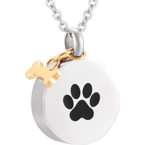 SS9922 DIY Pendants With Paw Print Engrave Keepsake Urns Memorial Jewelry For Pet Dog Ashes Necklace Girl Boy Jewelry