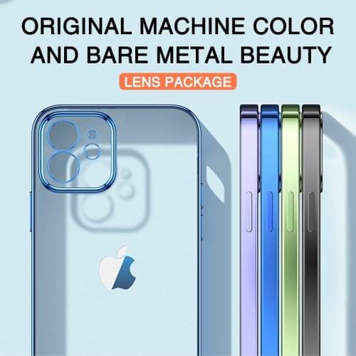 Luxury Plating Frame Camera Protective Case For iPhone 12 11 Pro Max Mini X XR XS MAX 6 6S 7 8 Plus SE 2020 TPU Soft Back Cover