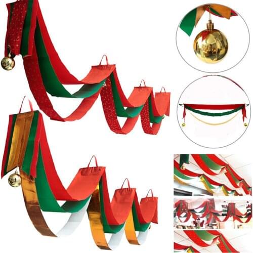 Christmas Pendant Ornaments Christmas Decor Banner Three-layer Wave Pull Flag Halloween Party Decor Wavy Flags For Home Shop