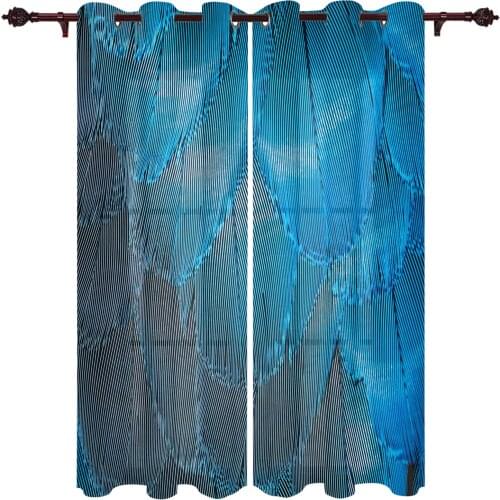 Modern Curtains Feather Gradient Texture Baby Room Bedroom Creative Window Curtains Kitchen Living Room Terrace Valance Curtains