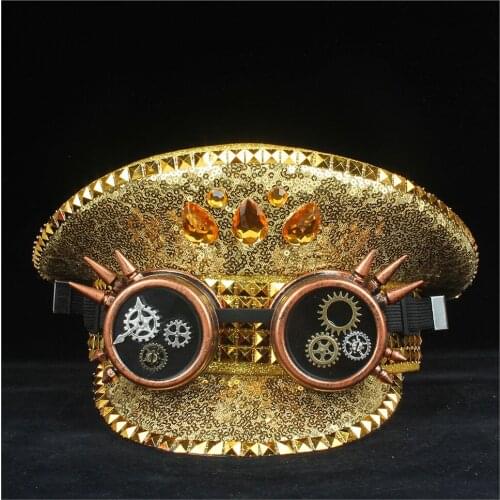 Steampunk 2019 Fashion Men Women Police Hat With Gear Classes Performance Military Hat Captain Hat 3 Size