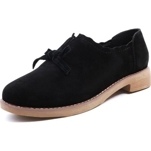 College leisure wind low heel side with bowknot size code 33-43 students real leather shoes 18313
