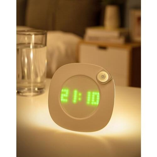 NEW LED Night Light Motion Sensor Digital Time Display Clock Bedroom Square Baby kids Bedroom lamp moon Romantic Light Sensor