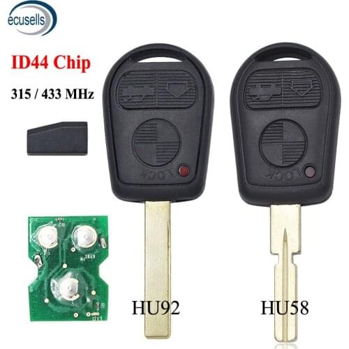 3 Button Smart Remote Control Key Fob 315MHZ/433MHZ ID44 Chip PCF7935 for BMW 3 5 7 X5 X3 Z4 E38 E39 E46 HU58 HU92 Blade