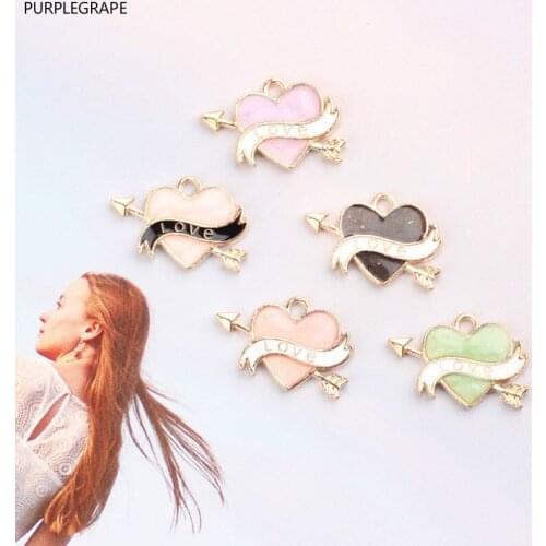 DIY Jewelry Accessories Earrings Bracelet Necklace Pendant Korean Cupid Love Arrow LOVE Pearl Earrings Pendant 10pcs