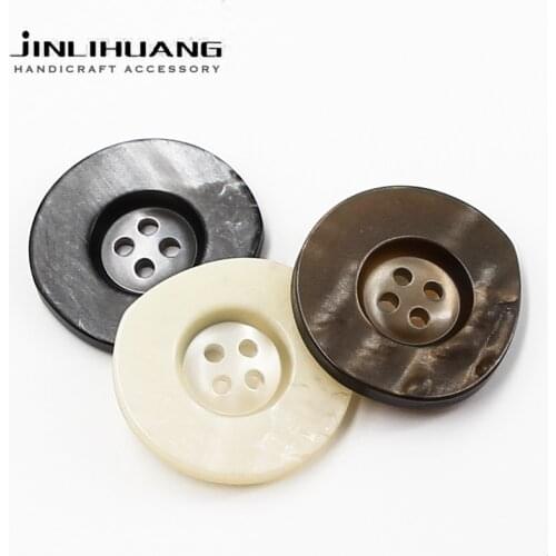 10pcs 15-38MM Resin Coat Buttons Wide-sided Flatback Brown Black Beige for Jacket Dress DIY Craft Sew Cloth Decoration Accessory