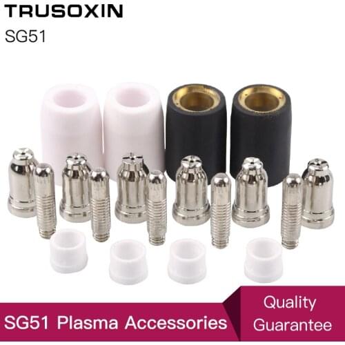 40pcs SG51 Consumables tip electrodes gas ring bakelite shield cup for 60a inverter DC Air Plasma Cutter SG51 cutting torch/gun