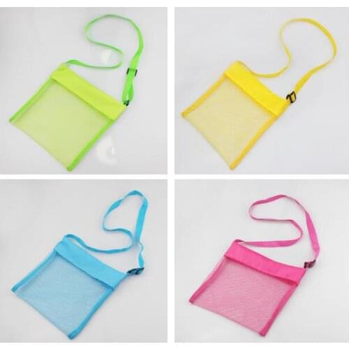 5color Wholesale Blanks Children Mesh Shell Beach seashell Bag Kids Beach Toys Receive Bag Mesh Sandboxes Away SL5731