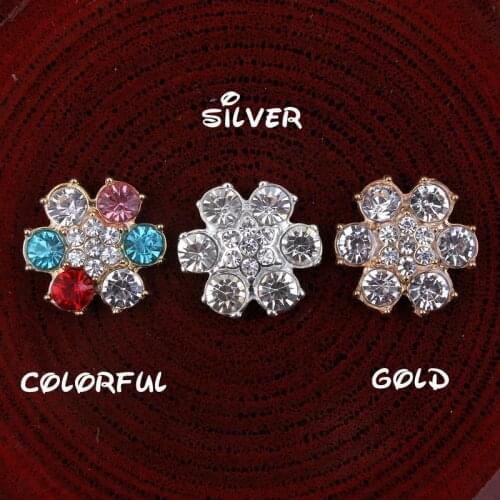 50 pcs/ lot , 26mm Classic six-petal plaited diamond rhinestone pattern hand alloy hair headband accessories