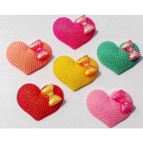 6pcs Resin Heart Cabochon Decoration Crafts Beads Flatback Cabochon Scrapbooking Embellishments Diy Accessories 35*28mm