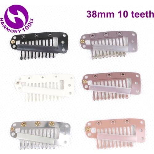60 Pieces 38mm 10 teeth Snap Clip Silicone Coated for Hair Extensions ( Black, D Brown, M Brown, L Brown, Blonde, Silver )