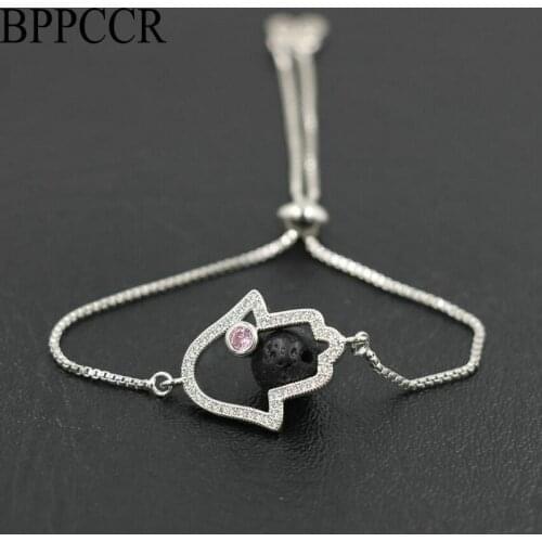 BPPCCR Pave Micro Rhinestone Zircon AAA Fatima Hamsa Of Hand Crystal Bracelet Men Women Cute Couples Lucky Mujer Hombre Pulseira