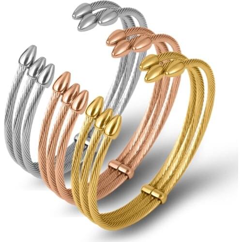 Three Circles Cuff Stainless Steel Bracelet Bangles For Women Wristband Chain Bracelet Jewelry Gift Fashion Accessories