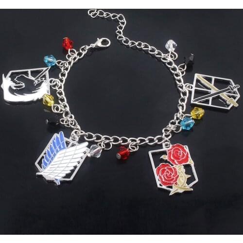 SG New Fashion Anime Attack On Titan Charm Bracelet Wings of Liberty Handmade Shingeki No Kyojin Cosplay Gift