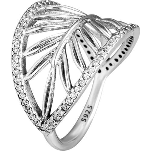 CKK Palm Tree Ring 100% 925 Sterling Silver Jewelry Wedding Rings for Women Men Part Gift Anillos Mujer Anel Feminino R052