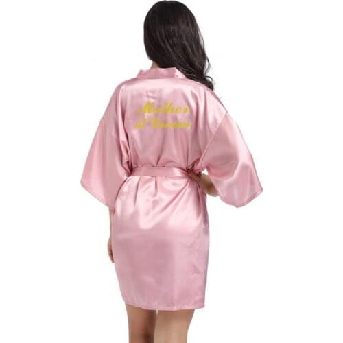 Print Letter" Mother Of The Groom" Women Kimono Robe Sexy Cardigan Rayon Short Bathrobe Loose Groom Mother Wedding Dressing Gown