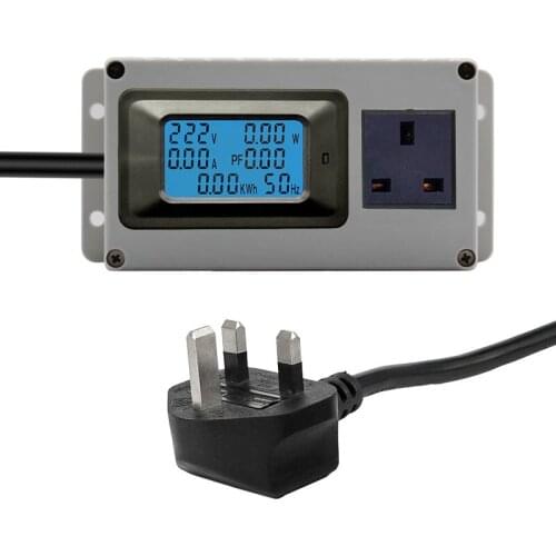 Intelligent socket display energy power ampere voltage frequency with power plug cable British socket can display A V Hz W kwh